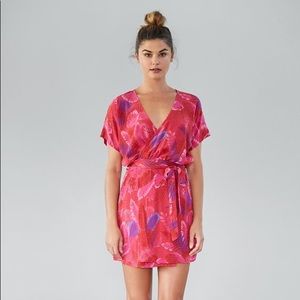 ACACIA Rome Wrap Dress Psychedelic Leaf- silk
